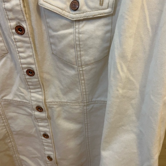 Frye White Button Front Long Sleeve Cotton Denim Shirt Dress - Picture 6 of 15